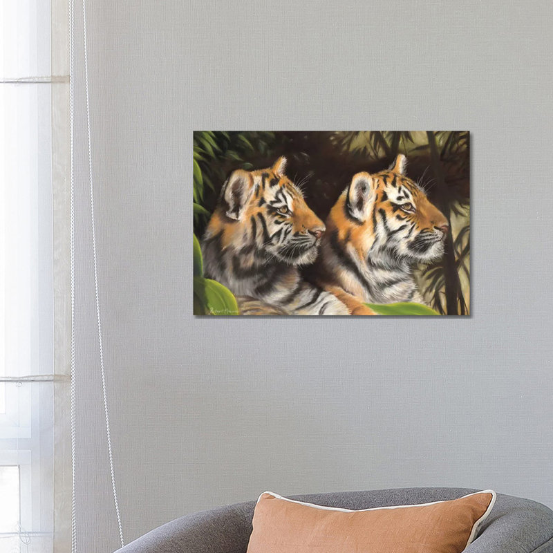 Tiger Cubs by Richard Macwee - Wrapped Canvas Painting, 66.04 cm H x 45.72 cm W x 1.91 cm D