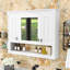 Armoire murale de salle de bain avec miroir, tablettes réglables et tablette ouverte