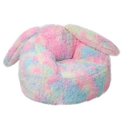 39" Wide Bunny Shaped Faux Fur Bean Bag Chair