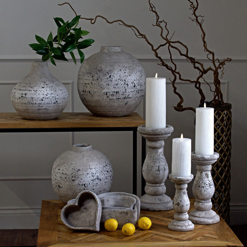 Ceramic Tabletop Pillar, 23cm H x 11cm W x 11cm D, Stone
