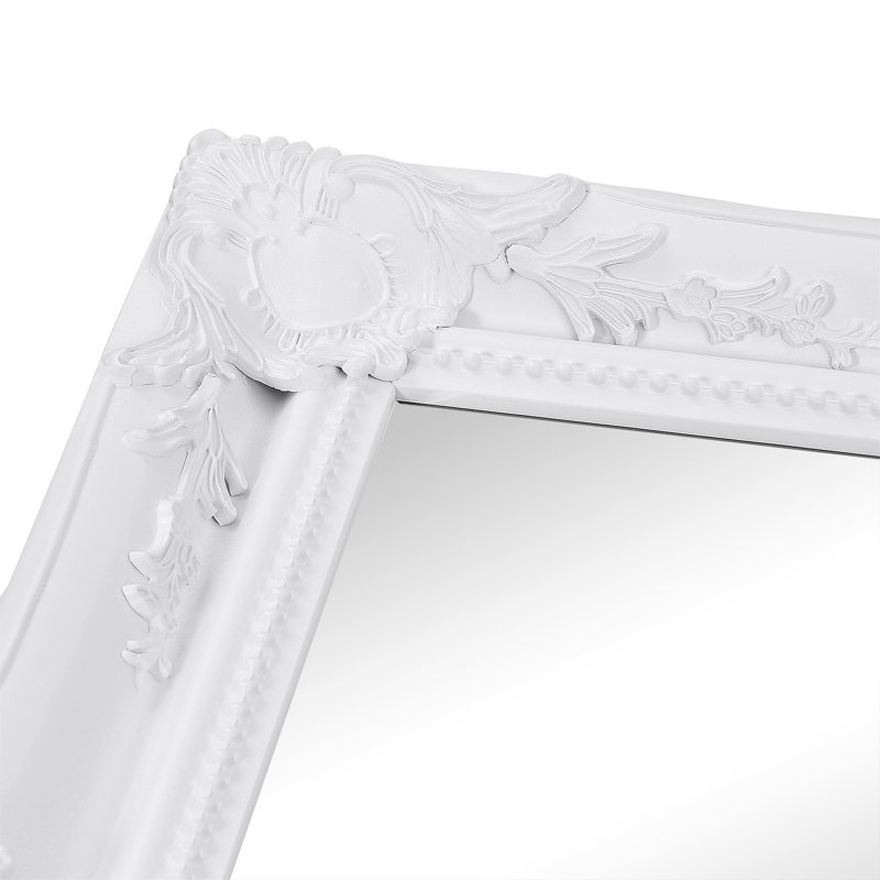 French Style Burdette Carved Wood Framed Accent Mirror, 90 cm H x 63 cm W, White