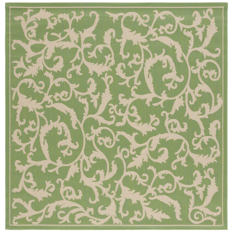 Herefordshire Performance Floral Indoor/Outdoor Area Rug, Square 6'7"