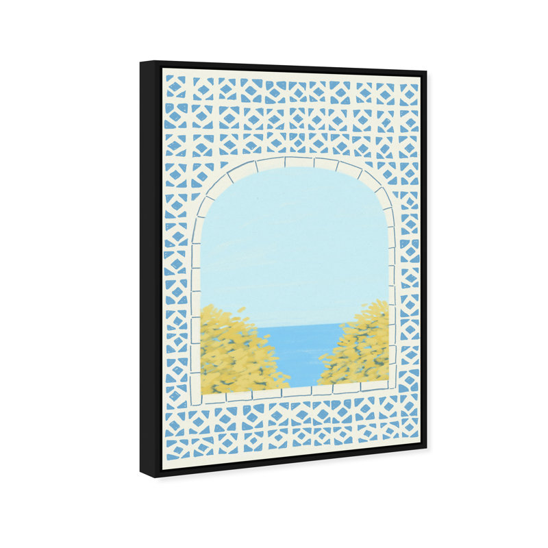 Mediterranean Window II Print by Oliver Gal, 31"H x 21"W, Black Floater Frame