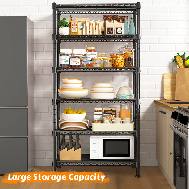 Metal Shelving Unit, 6-tier Adjustable Storage Shelves Rack, 71" H x 24" W x 14" D