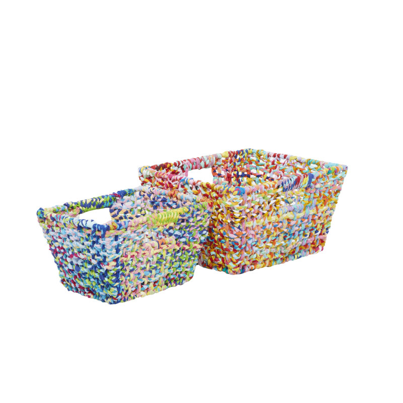 Ensemble de 2 paniers en tissu, Multicolore