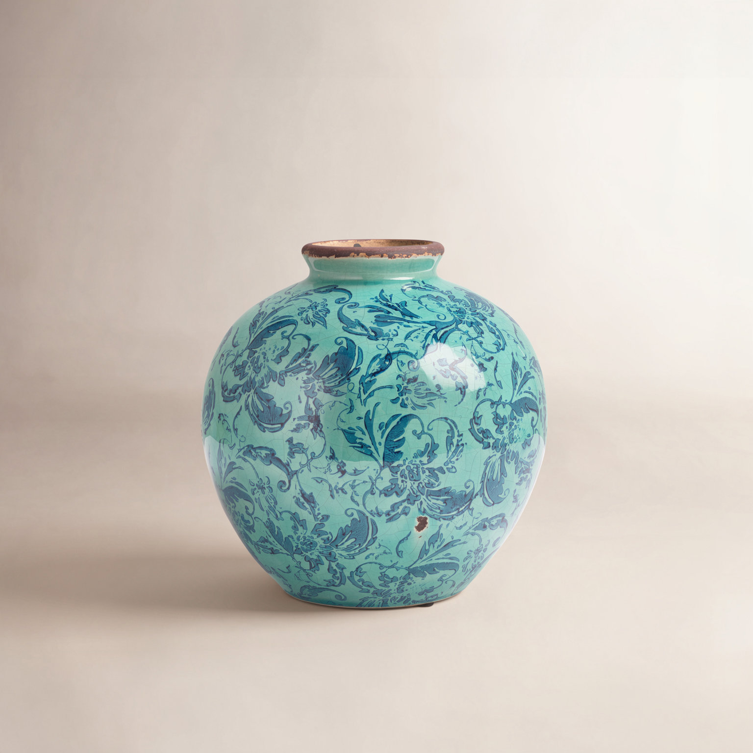 Dolohov Terracotta Table Vase, Blue/Teal