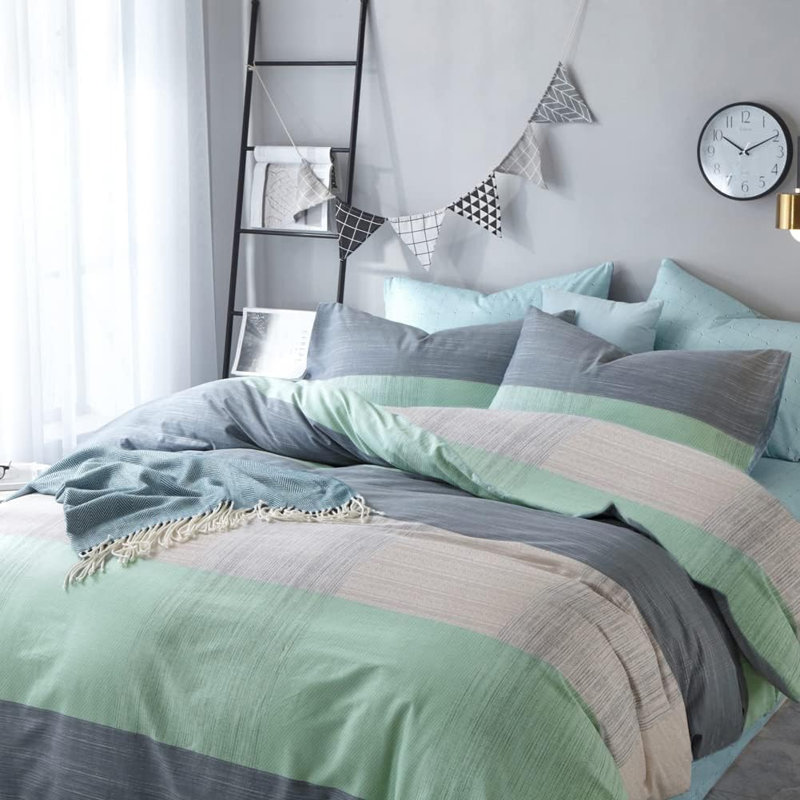 Chic 100% Cotton Flower Printed Duvet Cover Set, Floral 01, Queen Duvet Cover + 2 Standard Pillowcases
