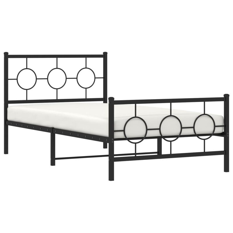 Base de lit en métal avec tête de lit et pied de lit Vidaxl, Simple TG, Noir