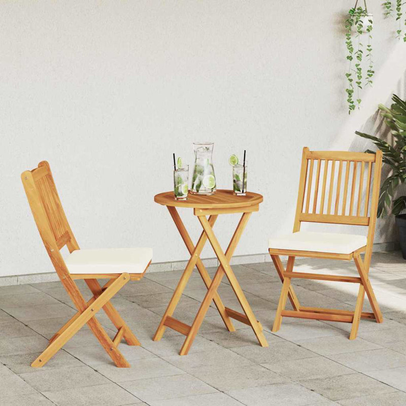 2 - Person Wood Patio Dining Set with Rectangular Table , Cushions Included