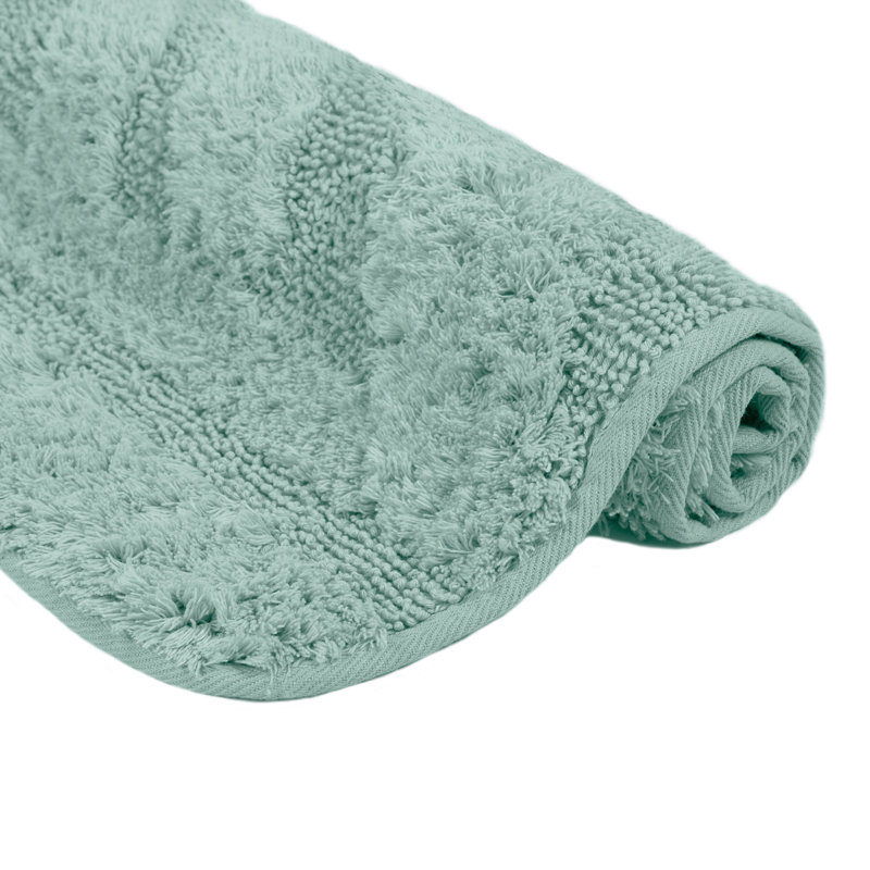 Irine Cotton Non-Slip Bath Rug, Aqua Green