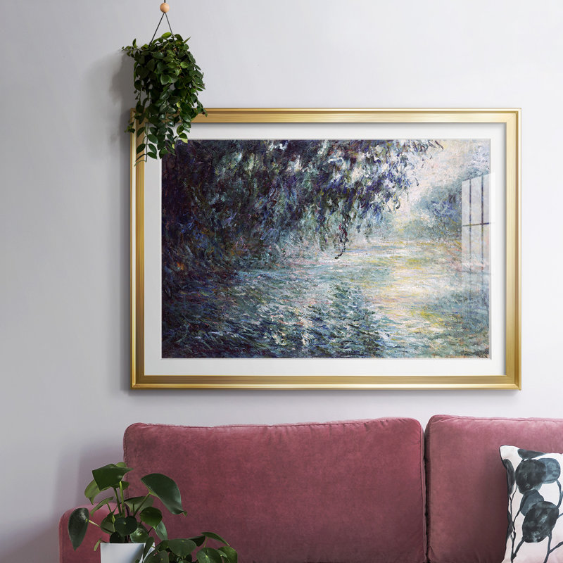 Monet, impression sur papier encadrée, H 27 po x l 39 po x P 1,5 po, Or