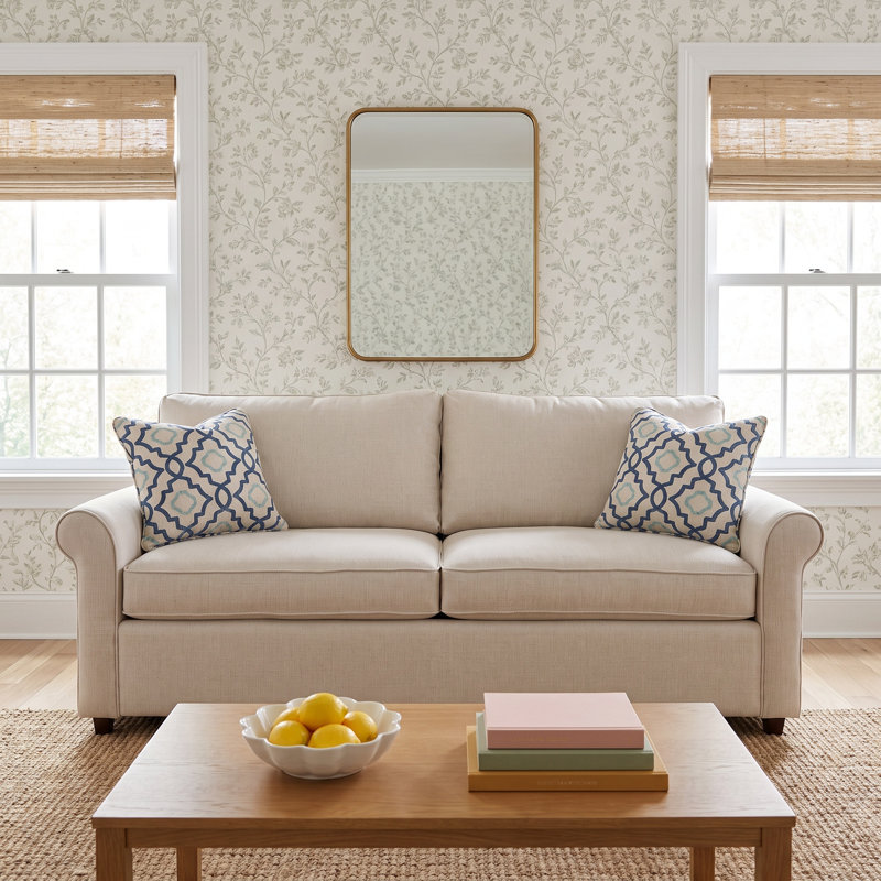 Northfield Upholstered 85'' Sofa Bed, Memory Foam Mattress, Alabaster Linen-Look Performance; 0325-74