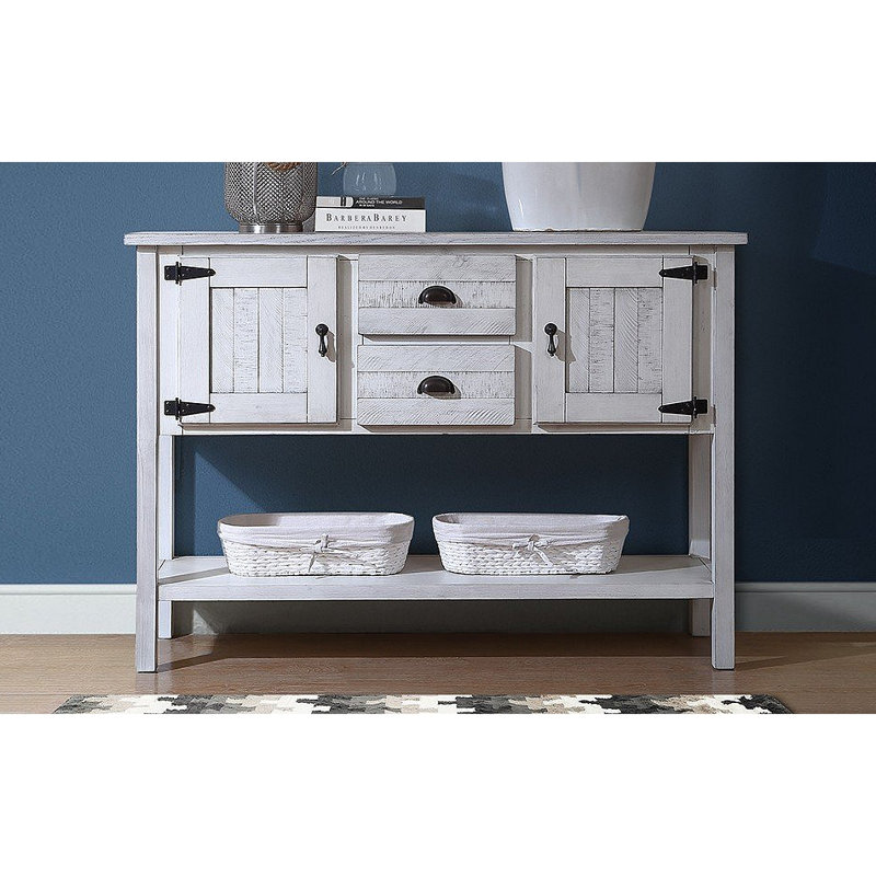 Retro 48.3" Sideboard,Entryway Table,Console Table,Sideboards Buffet Table with Bottom Shelf, Antique White