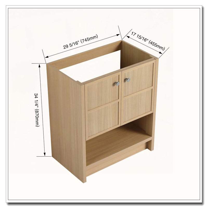 Meuble-lavabo autoportant avec portes à fermeture douce sans lavabo