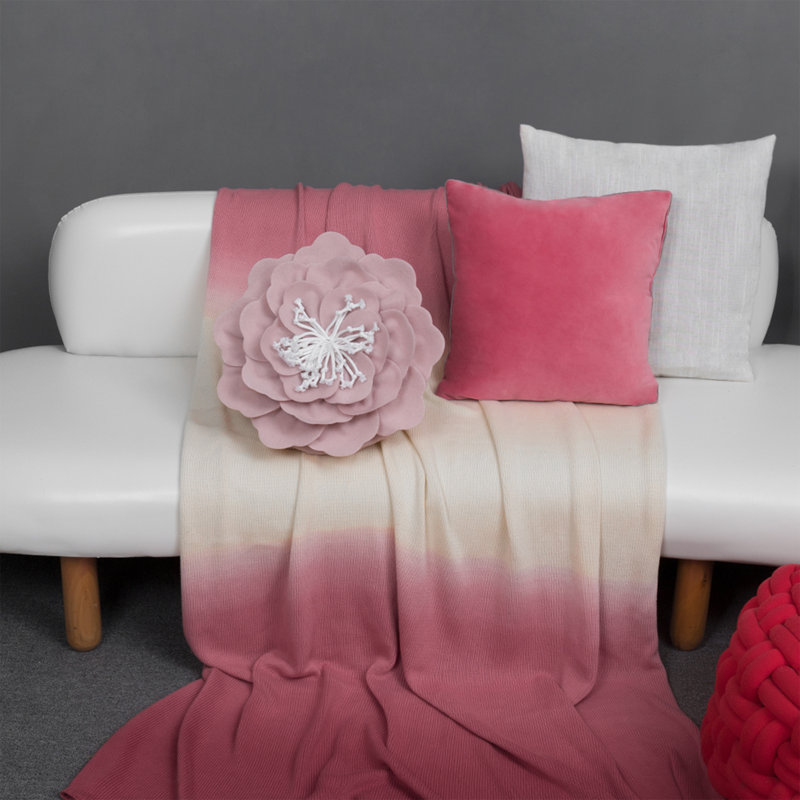 Coussin décoratif décoratif fait main à motif de pivoines 3D 14 pouces, Rose