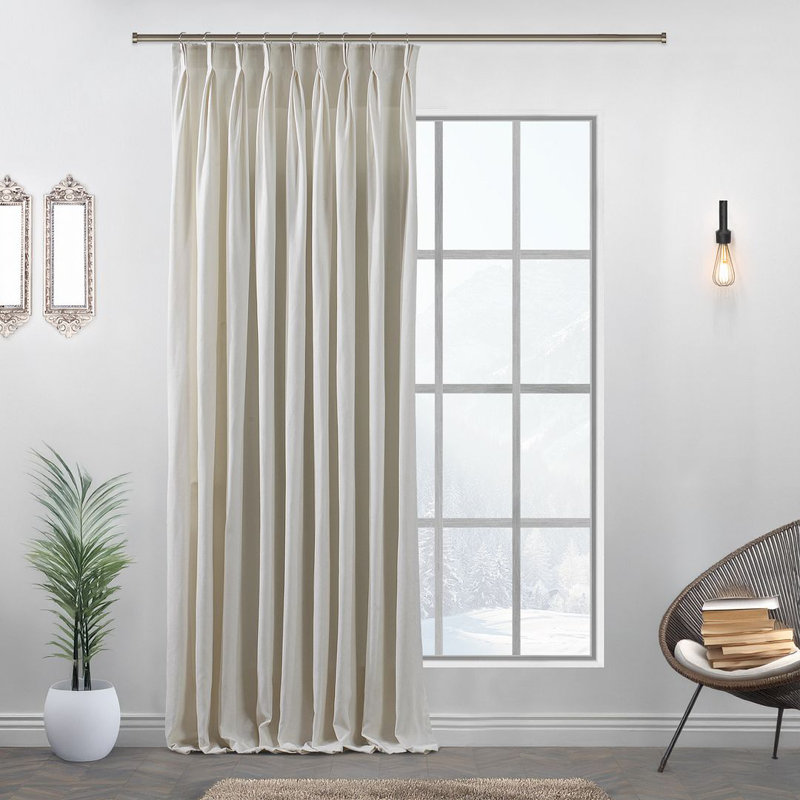 Room Darkening Single Curtain Panel, 130cm Width x 295cm Drop, White