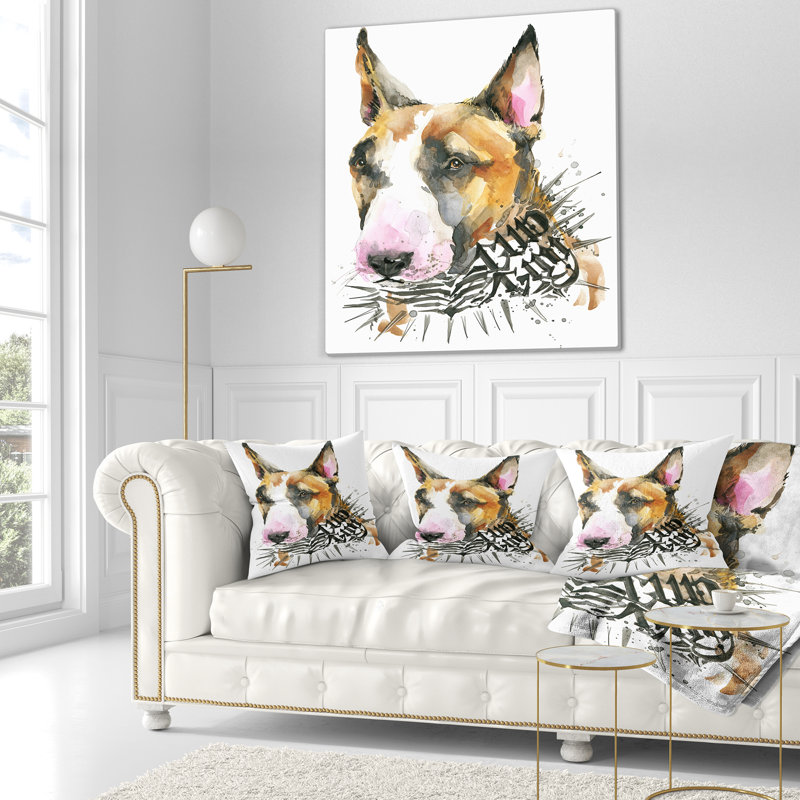 Oreiller d’illustration à motif amusant pour chien animal, 16 po x 1 po, Coussin décoratif