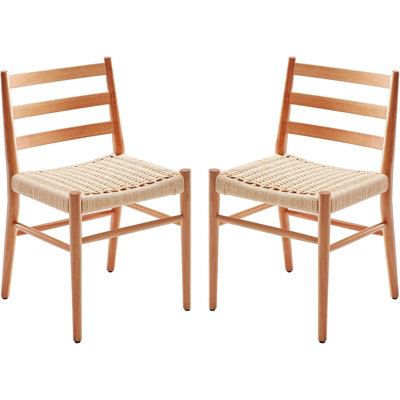 Ensemble de 2 chaises de salle à manger, siège en corde tissée avec structure en métal robuste, chaises de salle à manger modernes Mid-Century pour la cuisine