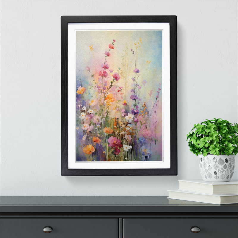 Wildflowers Impressionism - Framed Print, Black , 34cm H x 25cm W x 2cm D