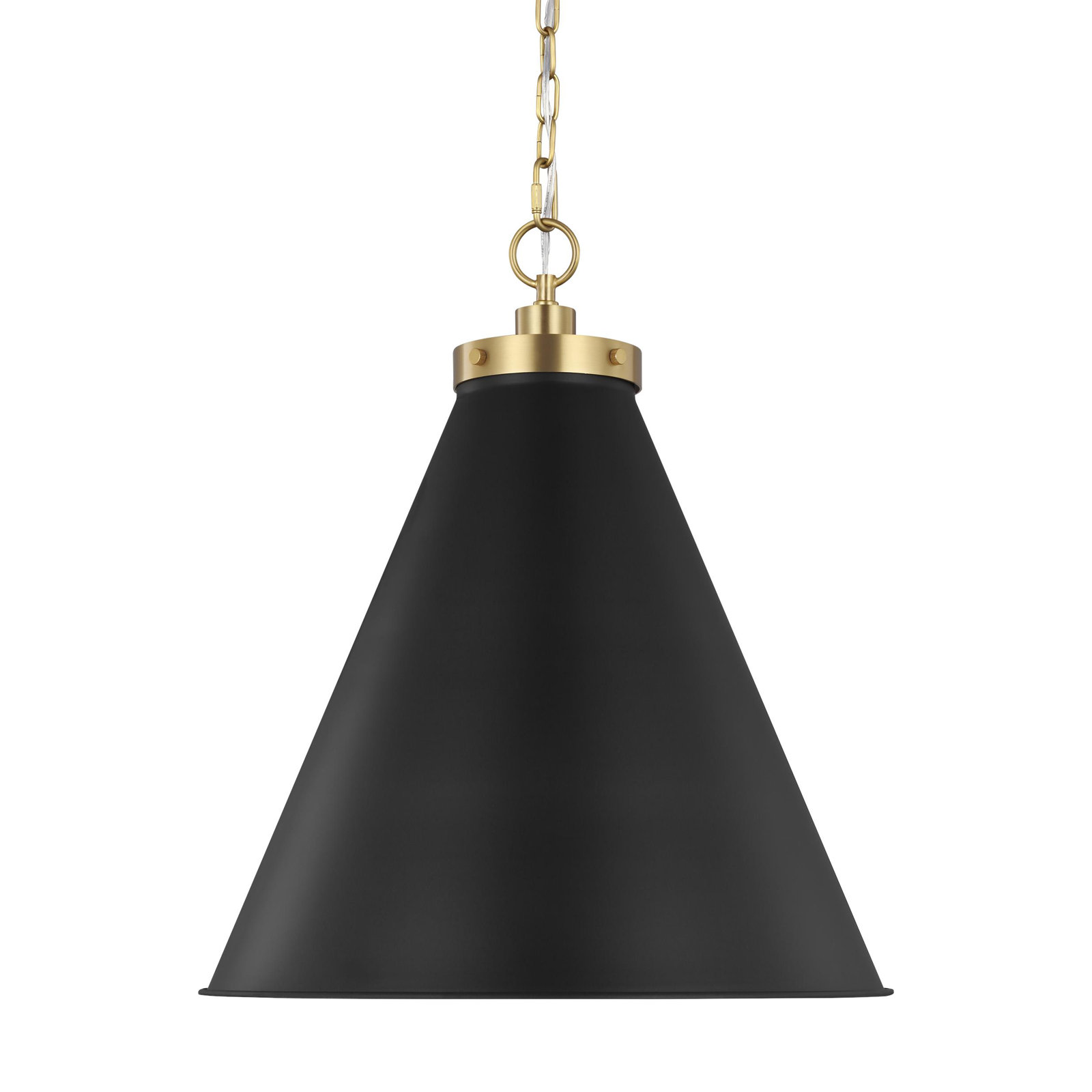 Arnell Single Light Metal Dimmable Pendant, Burnished Brass, Midnight Black, 22.625" H x 19.5" W x 19.5" D