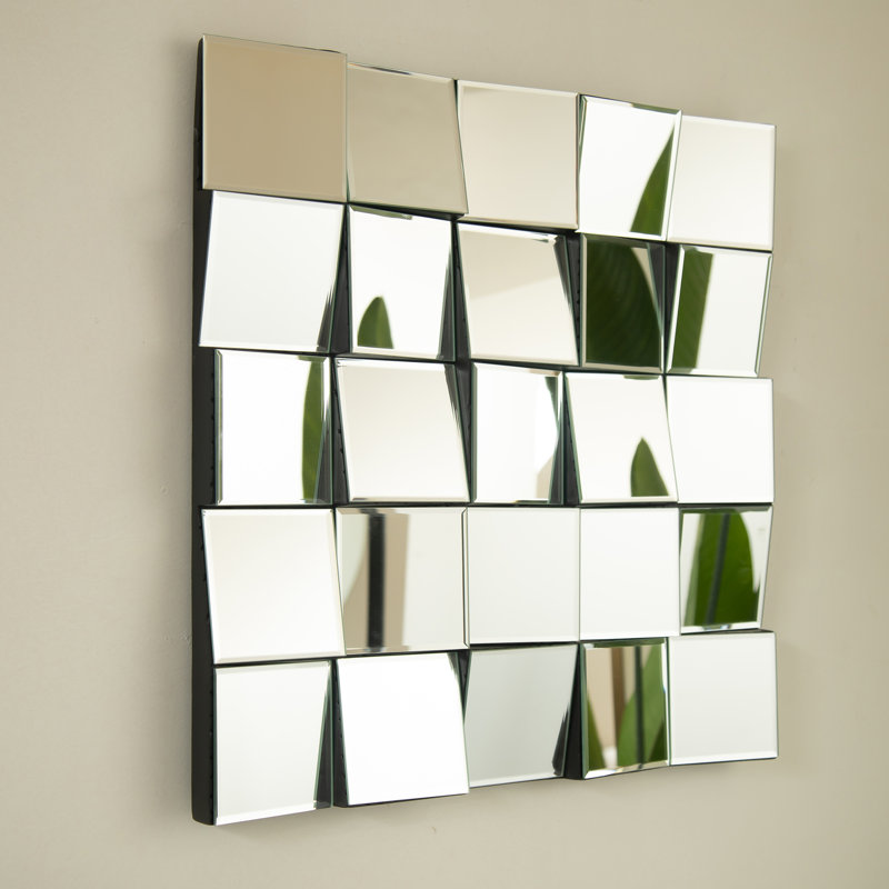 Plash Mirror, 3D Square Splicing Artistic PU Material Decorative Mirror