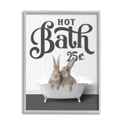 «Trinx Hot Bath Bunnies», art de la giclée encadrée par lettré et doublé