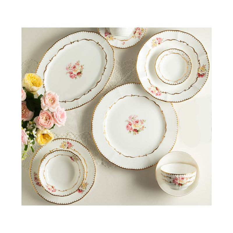 Service de table en porcelaine tendre 14 pièces Flamor, service pour 2