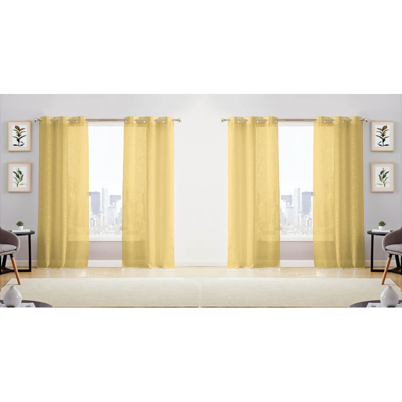 Rideau en polyester Taydan, Jaune, L 38 po x L 84 po