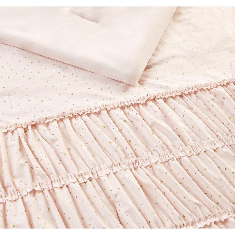 Blush Microfiber Twin Comforter Set with Decorative Pillows