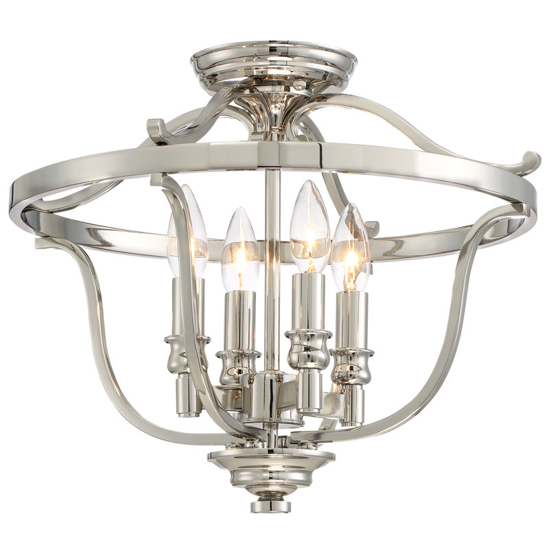 Darby Home Co Ameche Polished Nickel Finish Semi Flush