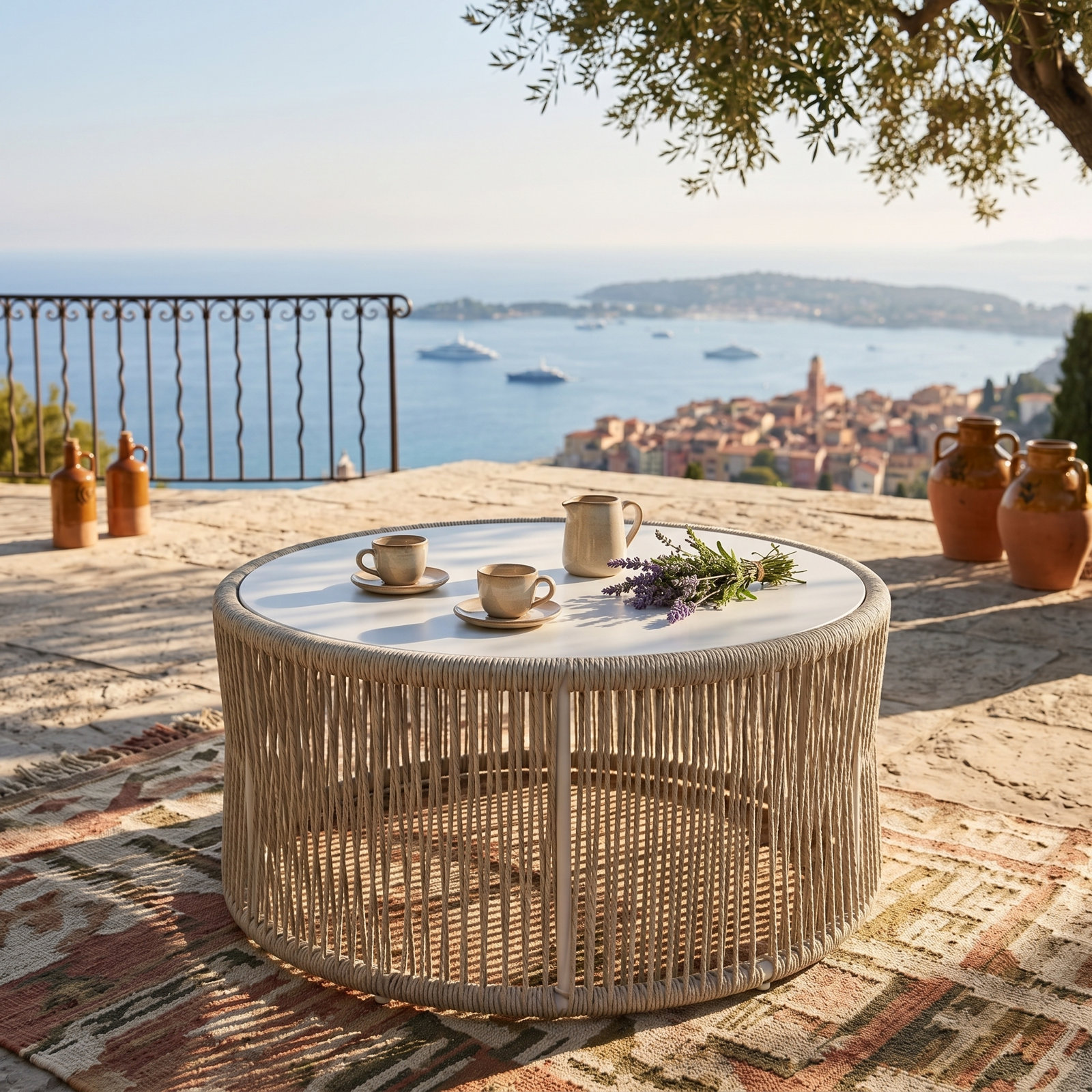 Round Indoor/outdoor Wricker Patio Coffee Table