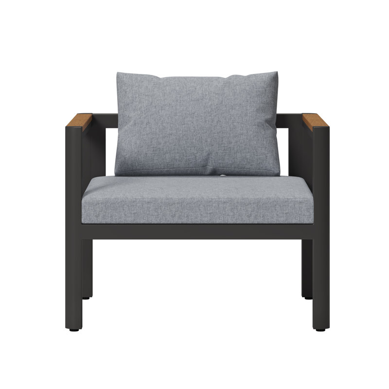 Ensemble de conversation avec canapé et coussins 4 pièces Jaiyden, Gris, Gris