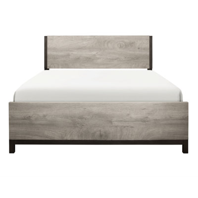Lit gris attrayant et grand lit en bois