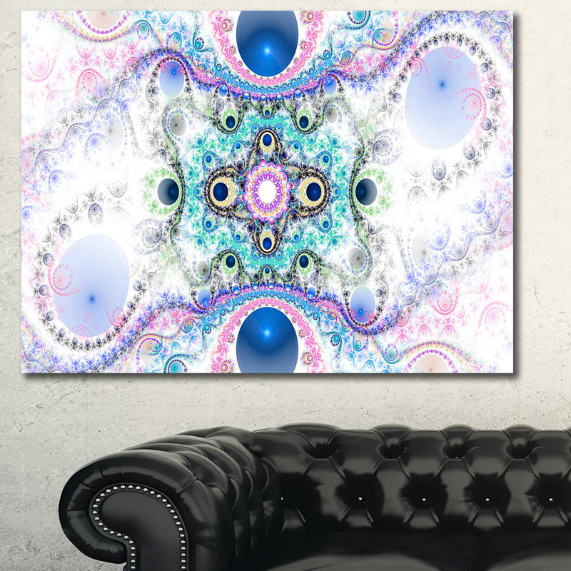 Cryptical Blue Fractal Pattern - Print, 12" H x 20" W x 1" D, 36" H x 46" W x 1.5" D