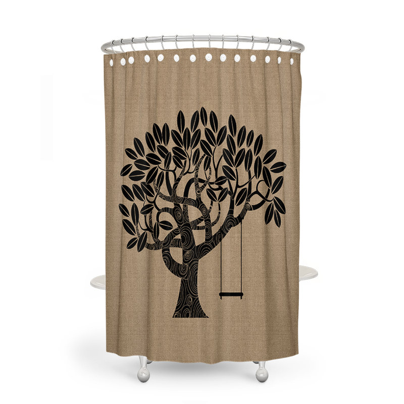 Rideau de douche simple, Brun clair / noir, H 83 po x l 70 po x P 6 po