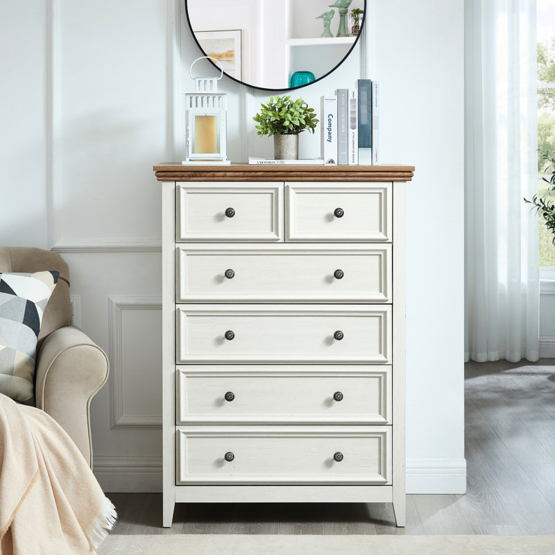 6 Drawers Dresser Organizer - Beige Cabinet With Unique Feet Design And Stable Structure Chest Of In Drawer Storage Elegant Finish