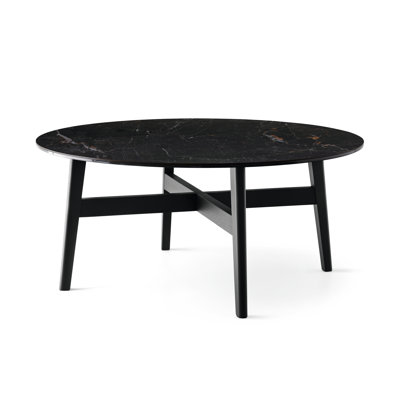 Abrey Round Coffee Table with Wooden Base
