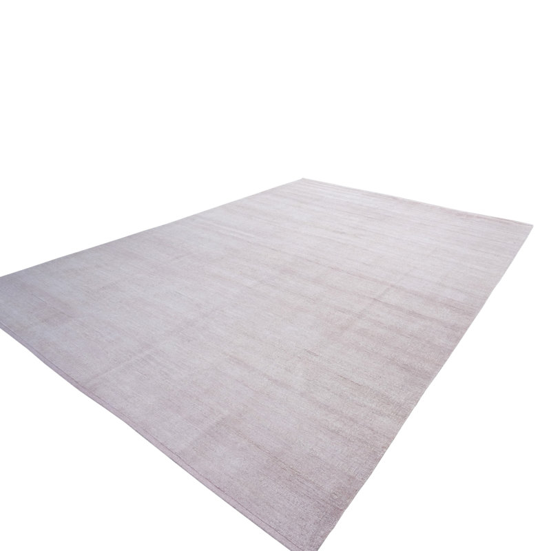 Solid Saree Silk Rug, Soft Pink, Rectangle 10' x 14'