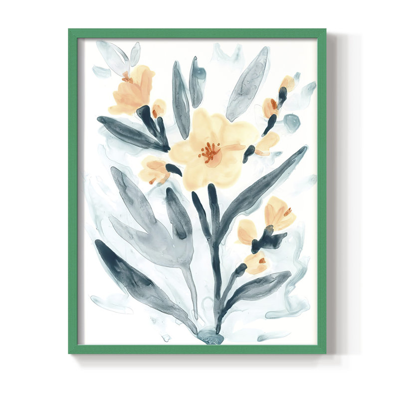 "Bouquet indigo et rosé II", Vert, H 11 po x l 9 po