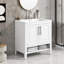Meuble-lavabo de 30 pouces avec lavabo en céramique lisse et rangement multifonctionnel, parfait pour les salles de bain modernes.