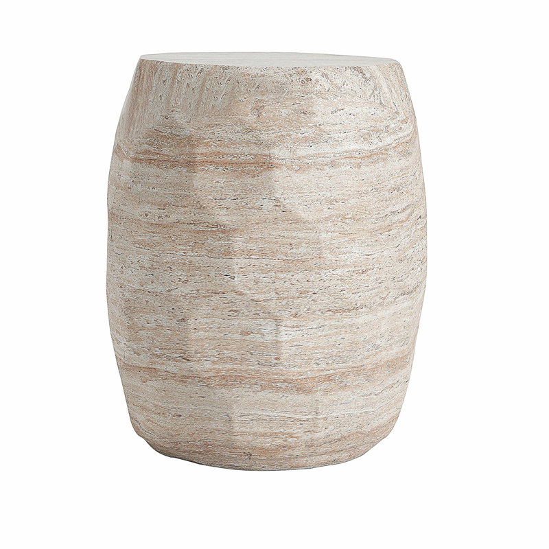 Outdoor/Indoor Lightweight Concrete Side Table,Travertine Finish
