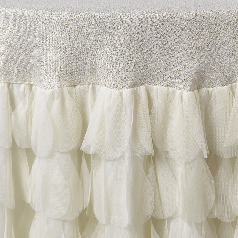 Kyesha Ivory Shimmer Tablecloth, 48" Round (110" L)