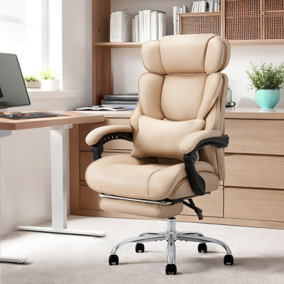 Ergonomic Thick-Padded Executive Office Chair With Footrest by Inbox Zero