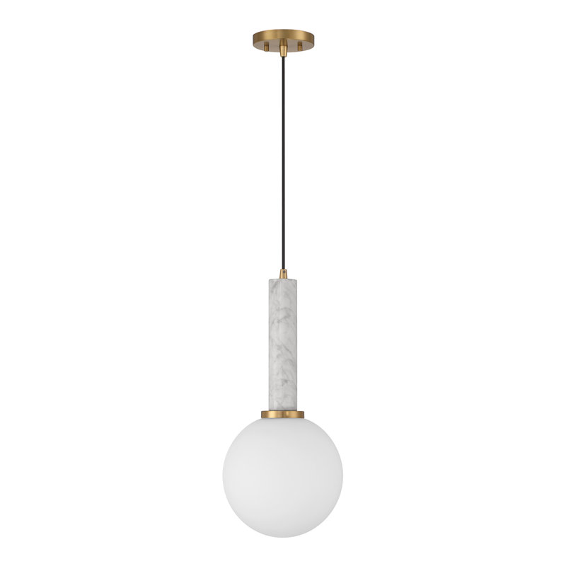 Hubbs à 1 lumière Callaway en marbre blanc avec laiton chaud