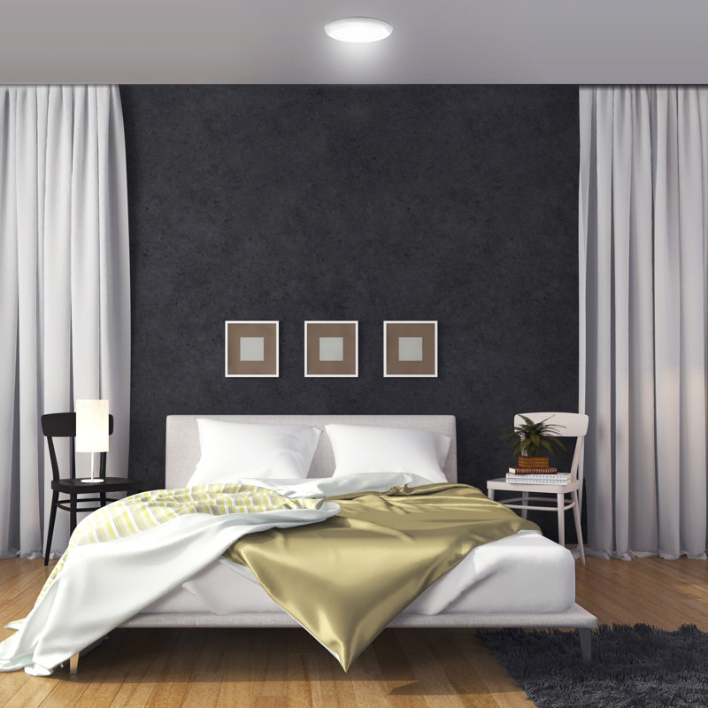 Plafonnier encastré à DEL à intensité variable de 6,5 pouces, 16 W, 1 100 lumens, à intensité variable, pour installation dans la cuisine, plafonniers ronds, noir, 4 000 W, installation facile (1 paquet)