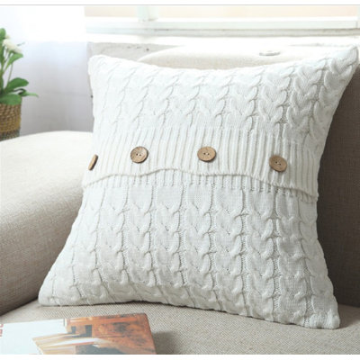 (Cover With Insert) Set of 1 Prominent Cable Knit Pillow