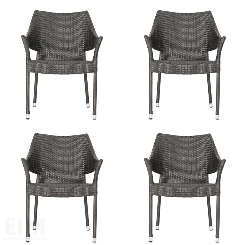 Chaise d'extérieur empilable en résine de polyéthylène résistante aux intempéries, parfaite pour le patio et le jardin