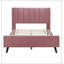 Lit plateforme tapissier, velours, rose