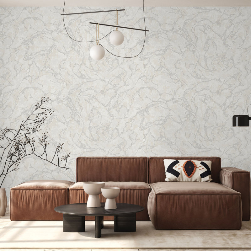 Papier peint texturé marbré Modern Modern, Blanc