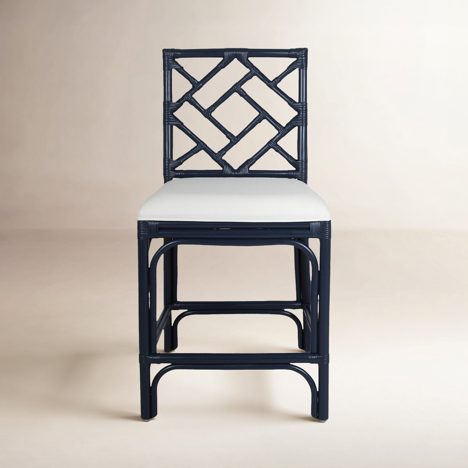 Fulton Woven Stool, Counter Stool (24" Seat Height), White Seat / Navy Frame